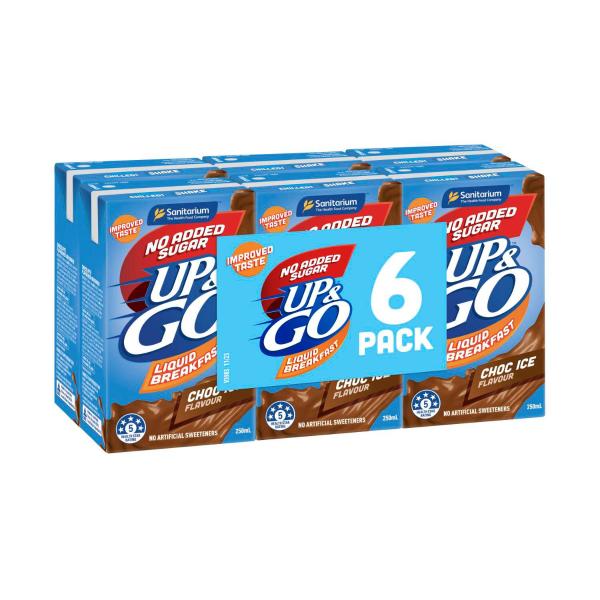 Sanitarium Up&go No Added Sugar Liquid Breakfast Choc Ice 6x250ml | 1.5L – Coles
