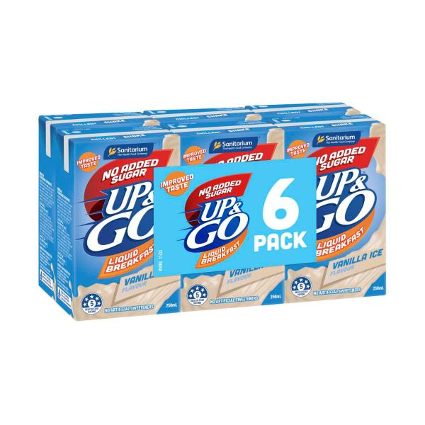 Sanitarium Up&go No Added Sugar Liquid Breakfast Vanilla Ice 6x250ml | 1.5L – Coles