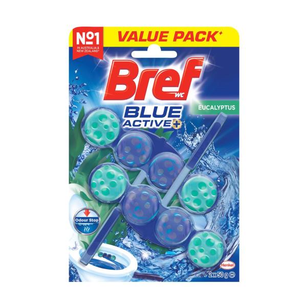 Blue Active Toilet Cleaner Rim Block Eucalyptus 2x50g