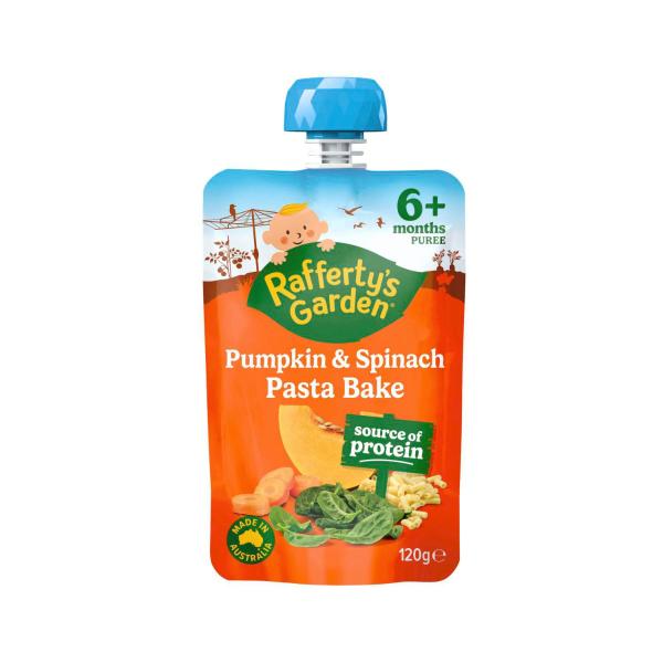 Rafferty's Garden Pumpkin & Spinach Pasta Bake Baby Food Prebiotics Pouch 6+ Months 120g