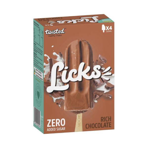 Healthy Treats Licks Zero Rich Choc 4 Pack