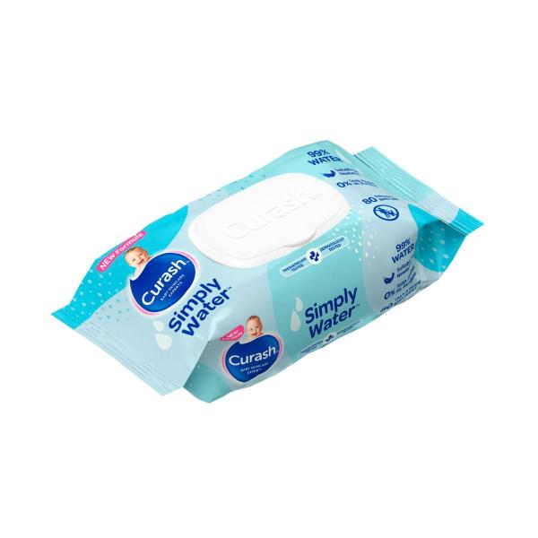 Curash Simply Water Sensitive Skin Baby Wipes 80 Pack product image