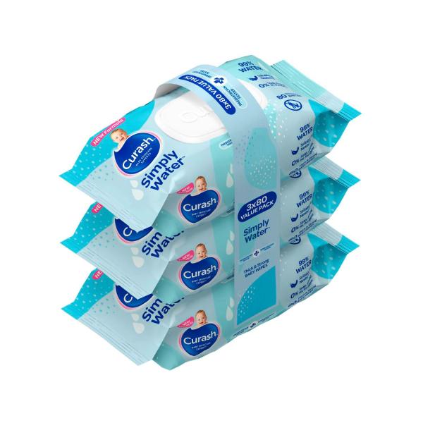 Curash Simply Water Sensitive Skin Baby Wipes | 240 Pack – Coles