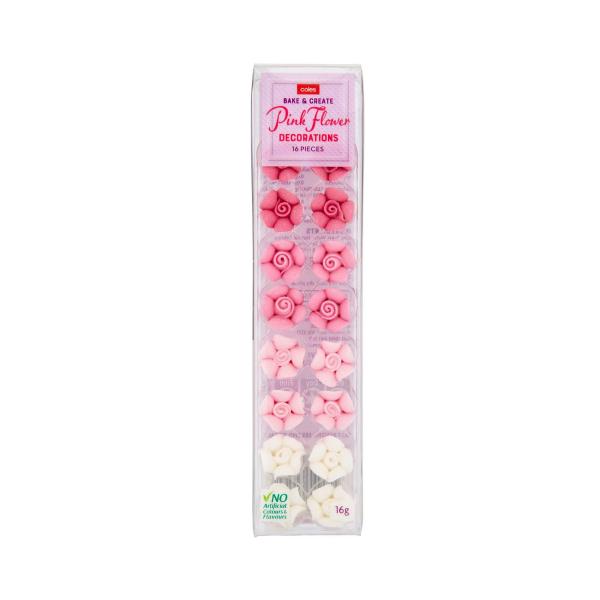 Bake & Create Pink Flower Icing Decorations 16g