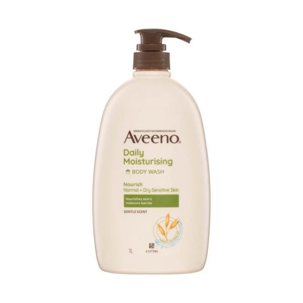 Aveeno Daily Moisturising Light Fragrance Gentle Scent Body Wash Nourish Hydrate Normal Dry Sensitive Skin Ph-balanced 1L product image