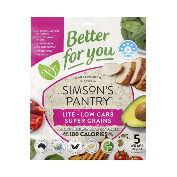 SIMSON'S PANTRY LITE SUPER GRAINS WRAPS 5PK