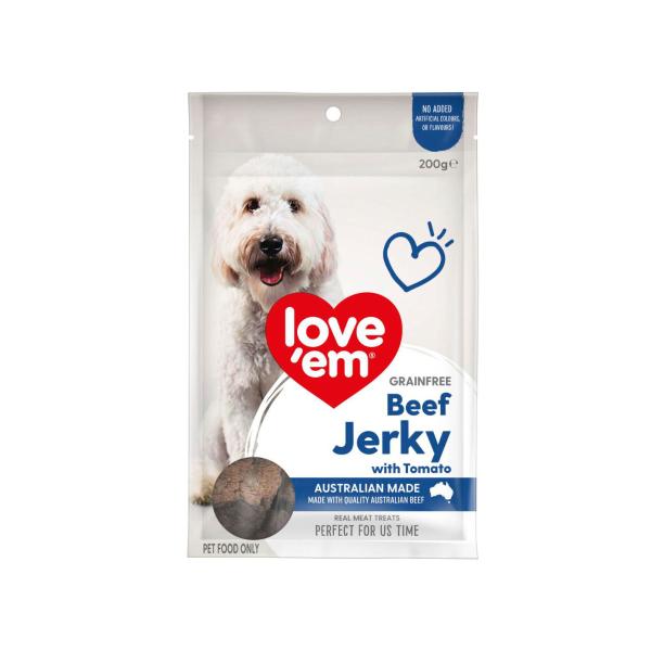 Love'em Grain Free Dog Treats Beef Jerky With Tomato | 200g – Coles
