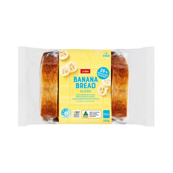 Coles Reduced Sugar Banana Bread Slices 500g