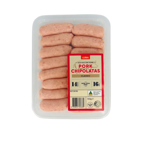 Coles Pork Chipolatas 550g product image