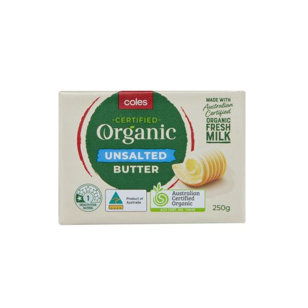 Coles Organic Unsalted Butter 250g product image