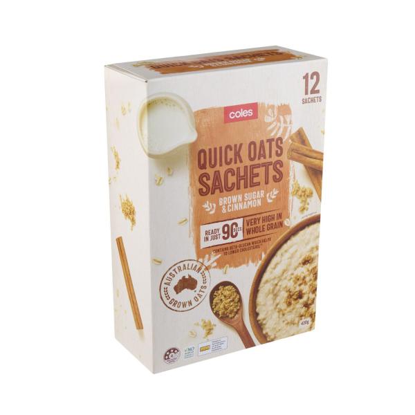 Coles Quick Oats Sachets Brown Sugar & Cinnamon 420g product image
