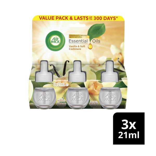 Air Wick Pure Vanilla & Soft Cashmere Plug in Diffuser Refill | 3 pack