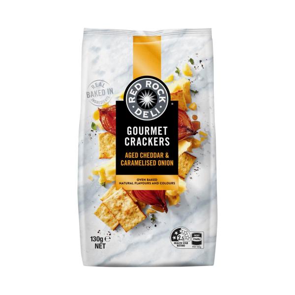 Red Rock Deli Gourmet Crackers Caramelised Onion 130g product image
