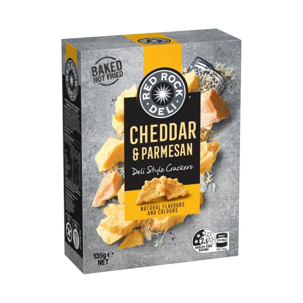 Red Rock Deli Cheddar & Parmesan Deli Style Crackers 135g product image