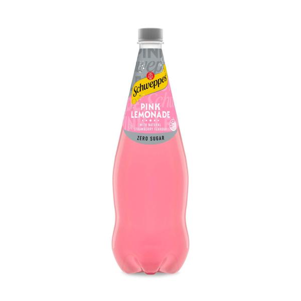 Schweppes Traditional Zero Sugar Pink Lemondade Soft Drink Bottle 1.1L