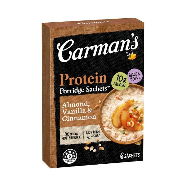 Carman's Porridge Sachets Protein Rich Almond Vanilla & Cinnamon 6 Pack 270g product image