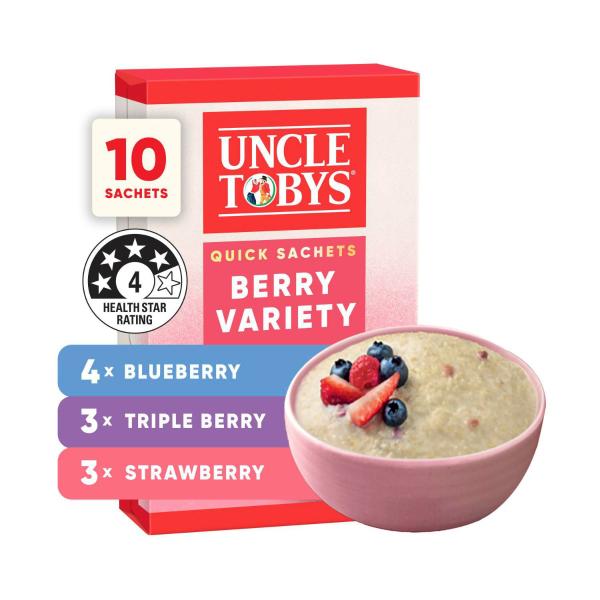 Uncle Tobys Oats Quick Sachets Berry Variety 350g