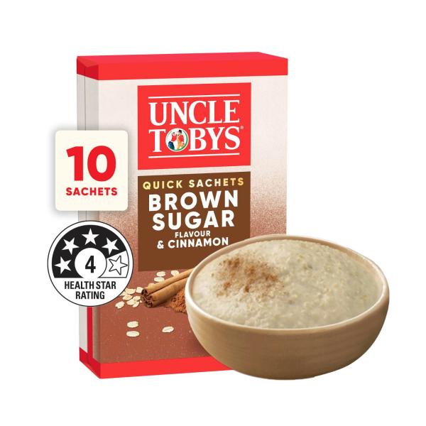Uncle Tobys Oats Quick Sachets Brown Sugar & Cinnamon 350g