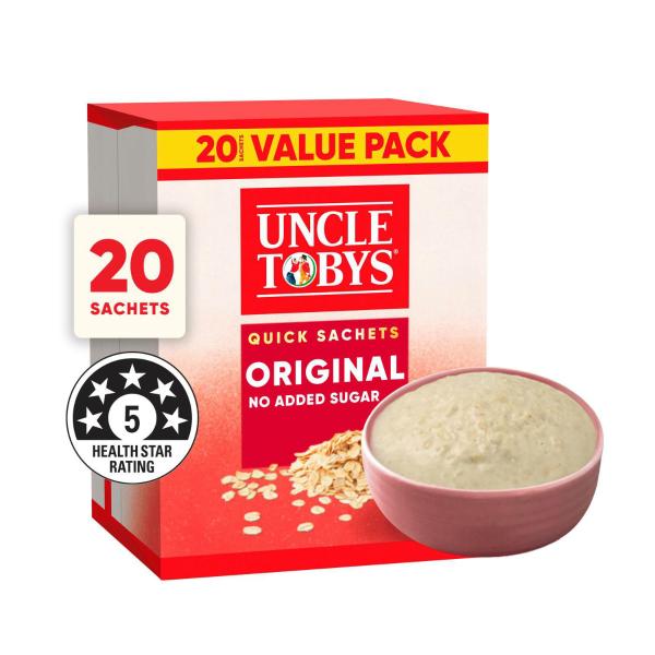 Uncle Tobys Oats Quick Sachets Breakfast Cereal Original 680g