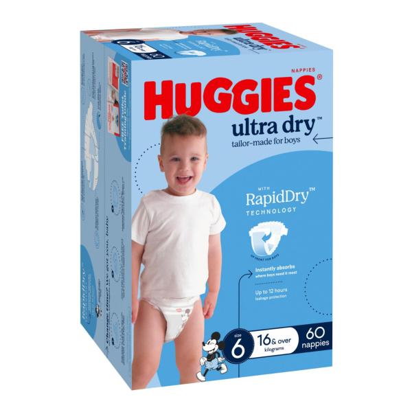 Ultra Dry Nappies Boys Size 6 (16kg+)