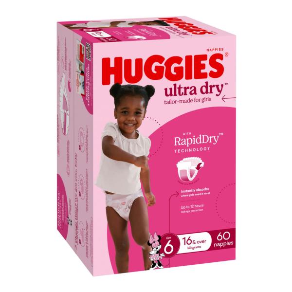 Ultra Dry Nappies Girls Size 6 (16kg+)