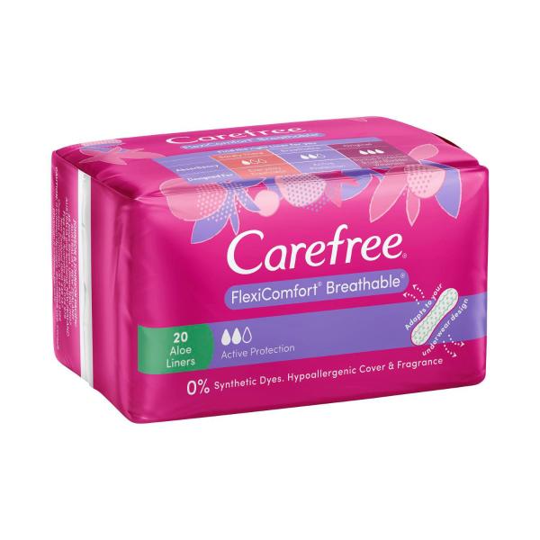 Carefree Breathable Flexicomfort Scented Aloe Liner | 20 pack – Coles