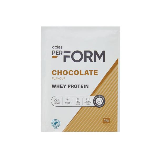 Coles Perform Chocolate Whey Protein Powder 35g product image