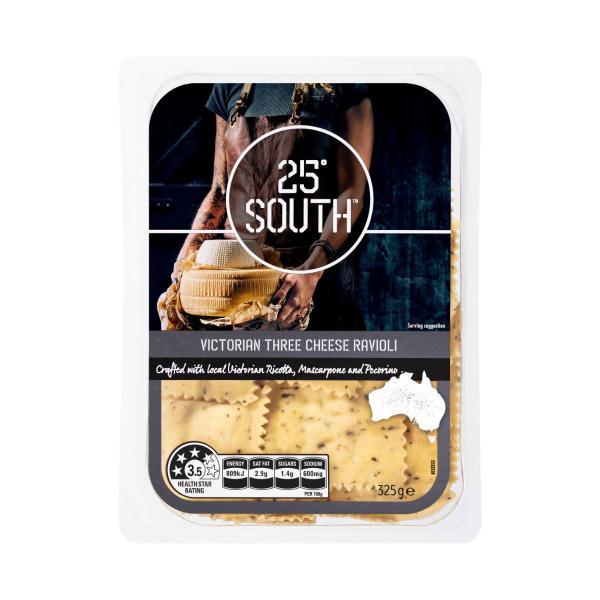 Buy 25 Degrees South Victorian Three Cheese Ravioli Pasta 325g | Coles