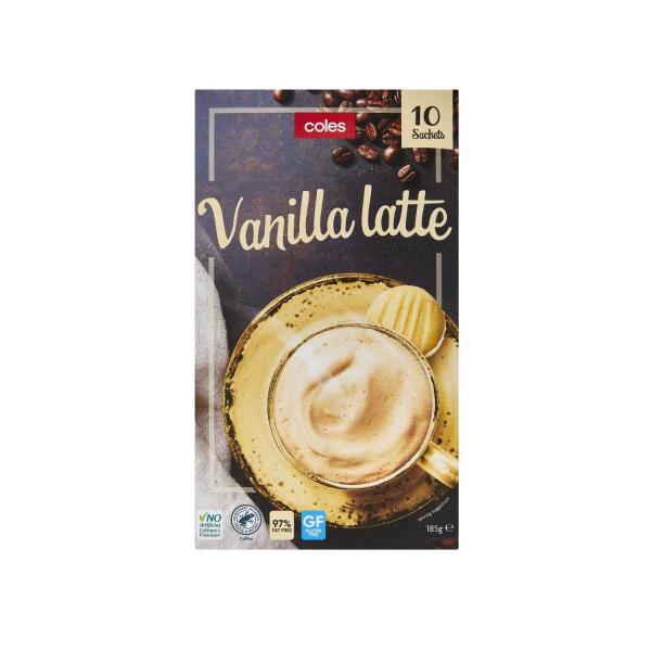 Coles Vanilla Latte Sachets 185g 10 pack product image