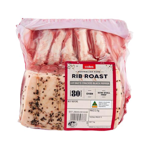 Buy Coles Pork Rib Roast With Salt & Pepper approx. 1.5kg | Coles