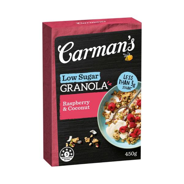 Carman's Granola Low Sugar Raspberry & Coconut 450g product image