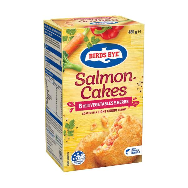 Birds Eye Frozen Salmon Cakes With Vegetables & Herbs 6 Pack 480g product image