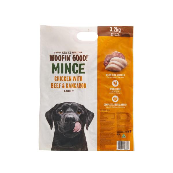 Buy Woofin Good Chicken With Beef & Kangaroo Mince Dog Food 3.2kg