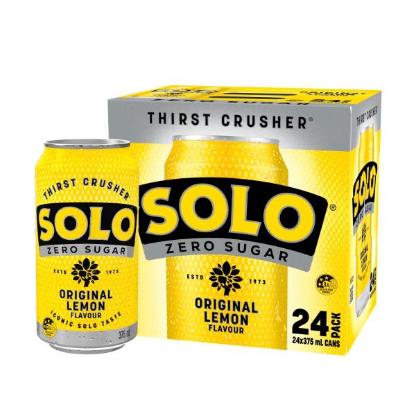 Zero Sugar Original Lemon Soft Drink Cans Multipack 375ml x 24 Pack