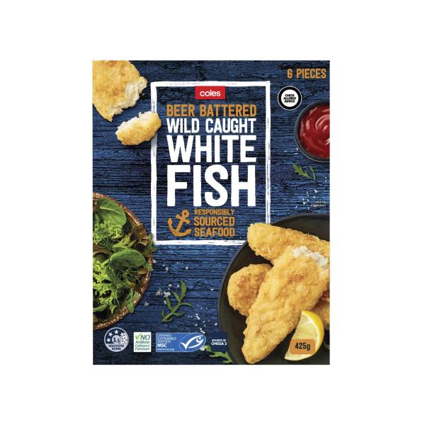Coles Frozen Fish Fillets Beer Battered 425g