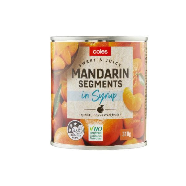 Coles Mandarin Segments In Syrup 310g