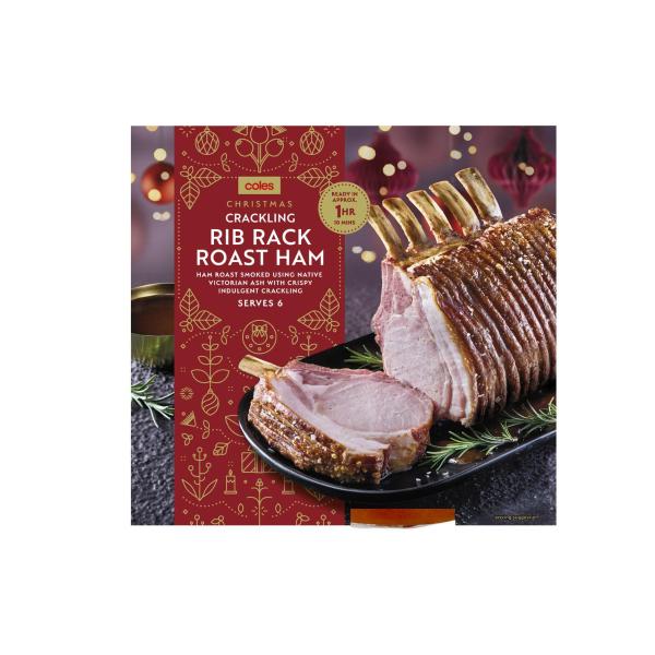 Buy Coles Crackling Victorian Ash Smoked Rib Rack Roast Ham approx. 1 ...