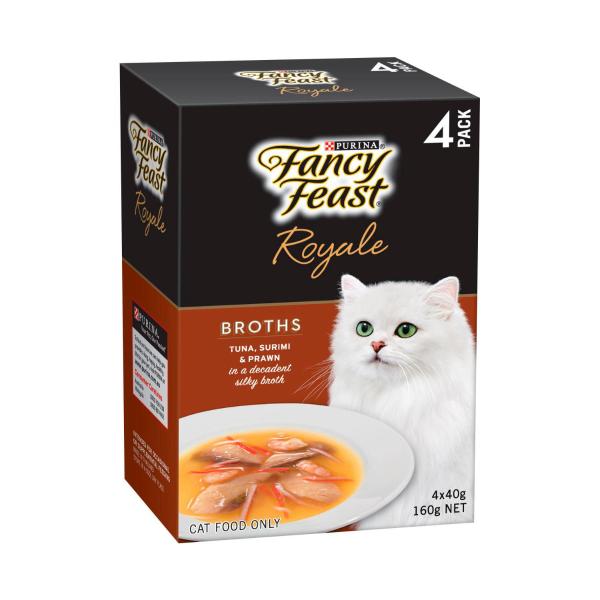 Adult Royale Broths Tuna Surimi & Prawn Cat Food 4x40g