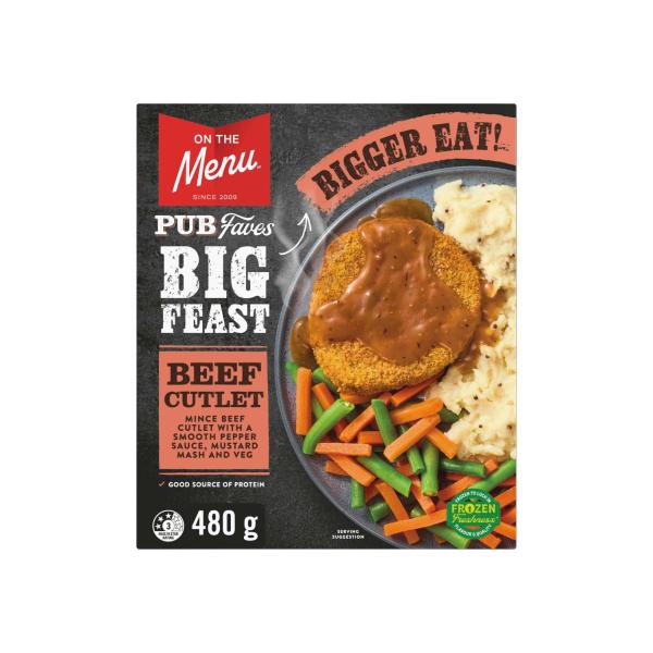 Beef Cutlet With Pepper Gravy Mash & Veg