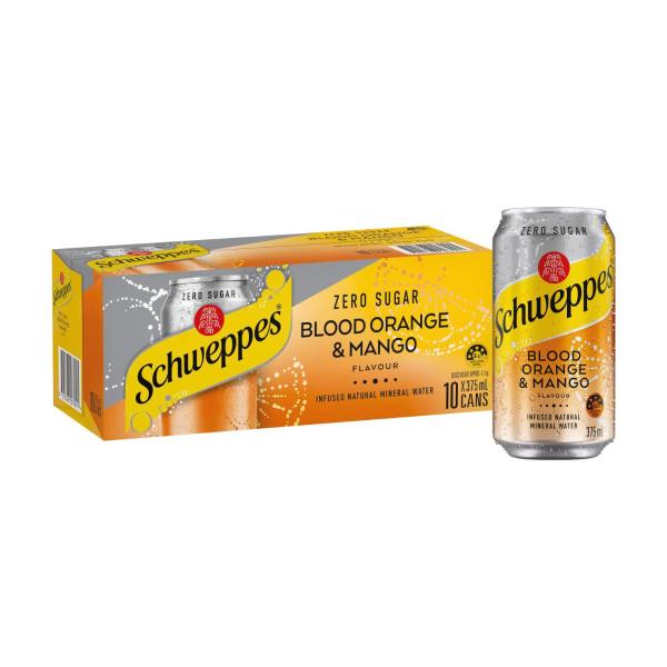 Schweppes Zero Sugar Blood Orange Infused Mineral Water Cans Multipack 10x375ml 10 Pack product image