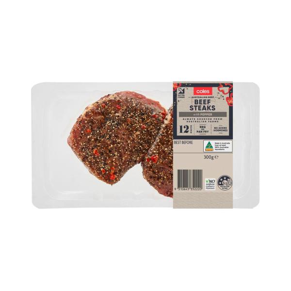 No Added Hormone Peppered Beef Steaks