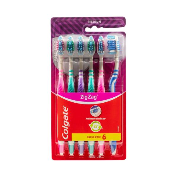 Colgate Zig Zag Medium Toothbrush Value Pack 6 pack product image