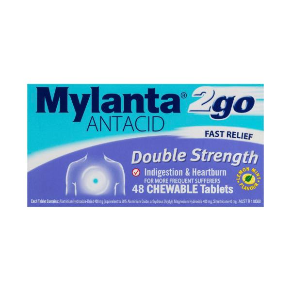 2go Antacid Double Strength Chewable Tablets Lemon Mint