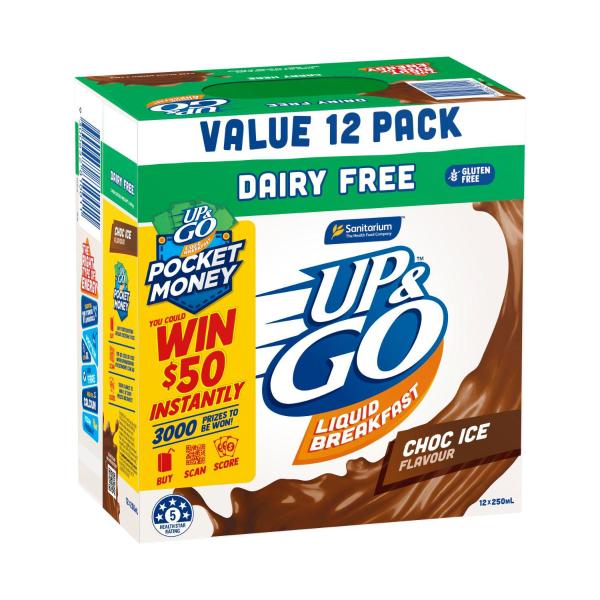 Up&go Liquid Breakfast Fridge Pack Dairy Free Choc 12x250ml
