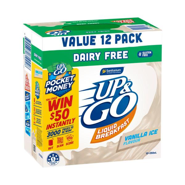 Up&go Liquid Breakfast Fridge Pack Dairy Free Vanilla 12x250ml