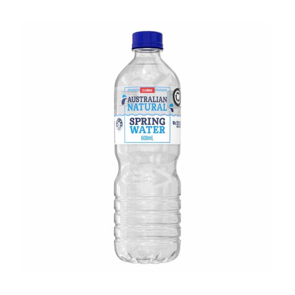 Coles Water Spring Natural 600mL