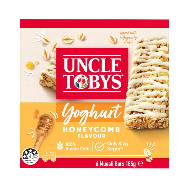 Uncle Tobys Muesli Bars Yoghurt Honeycomb Kids School Lunchbox Snacks 185g product image