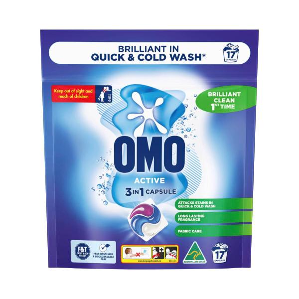OMO Active 3 in 1 Laundry Detergent Capsules | 17 Pack – Coles
