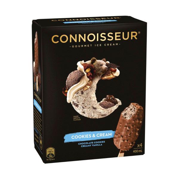 Connoisseur Ice Cream Cookies & Cream 4 Pack 400mL