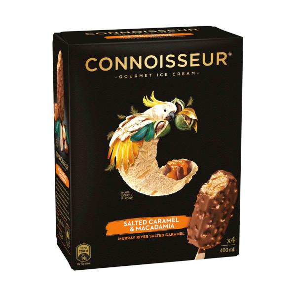 Connoisseur Murray River Salted Caramel & Macadamia Ice Cream 4 Pack 400mL product image